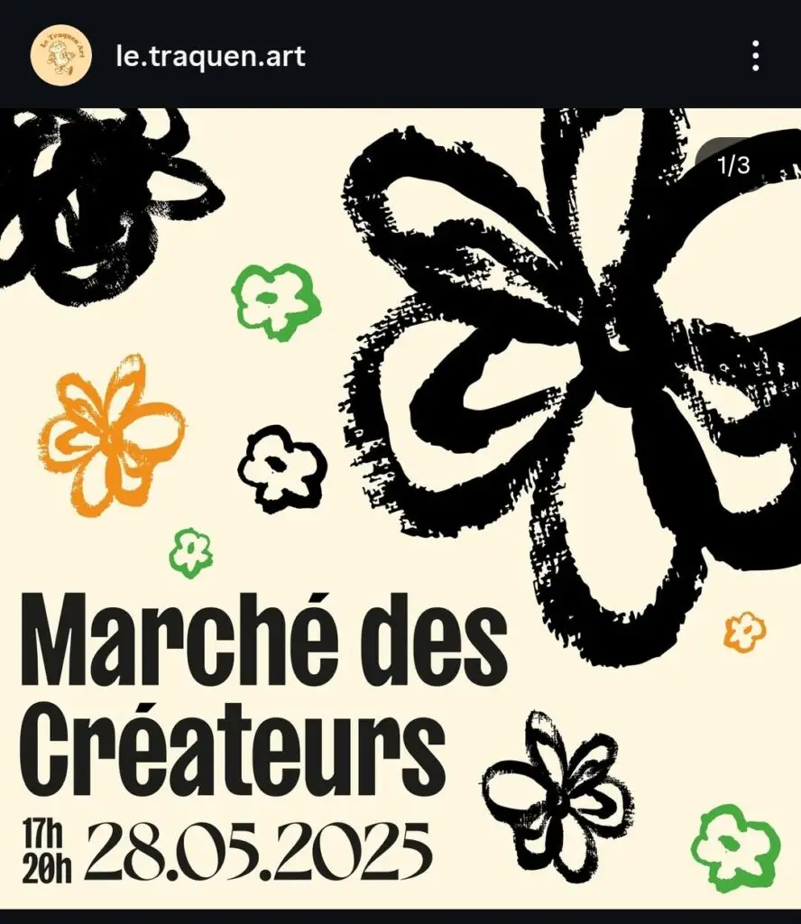 Affiche publicitaire du march&eacute; des cr&eacute;ateurs du 28 mai 2025