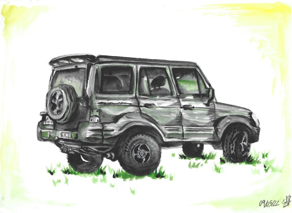 Muñoz Laia. Sketchbook 11. Nature morte voiture 4x4